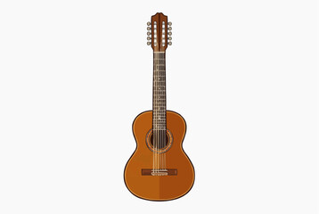 Obraz premium Traditional Brazilian viola isolated on a white background, featuring detailed wooden craftsmanship and a classic folk music style.