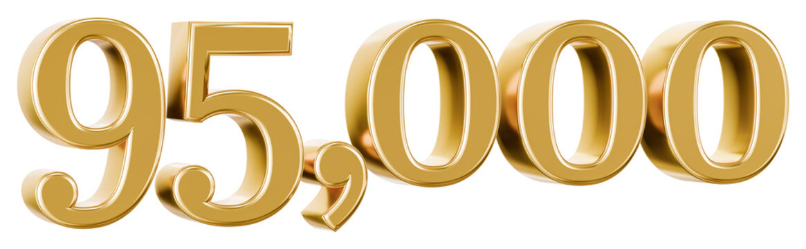 Shiny metallic gold 3D number 95,000