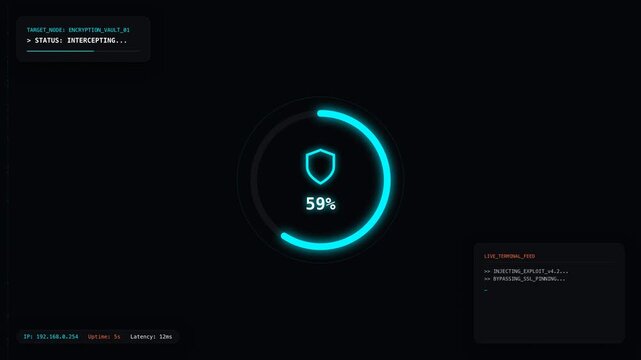 Cybersecurity Breach Progress Animation Showing System Intrusion