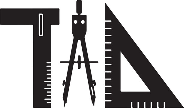 Black compass and rulers drafting tools geometry