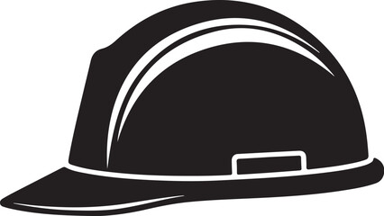 Fototapeta premium Black hard hat with white stripes safety helmet