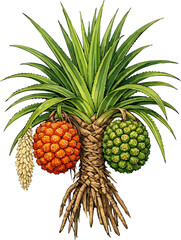 Obraz premium Pandanus tectorius illustration art