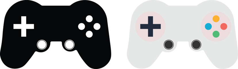 Gamepad icons pack flat black, Editable line icons. Gaming gamepad icons, play station, game controller icon in flat and line style.. Game controller icons vector Collection Clipart Pack © MDneamul