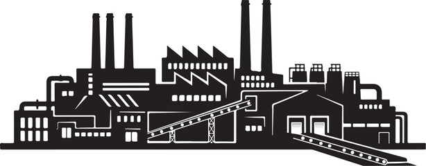 Fototapeta premium Industrial factory complex with smokestacks buildings