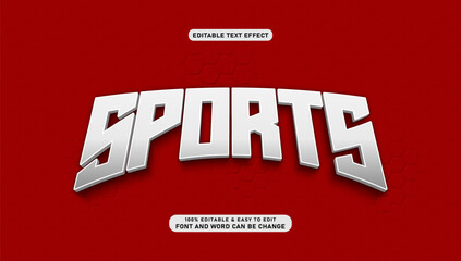 Modern 3D Silver Sports Editable Text Effect on Red Hexagon Background © Ika