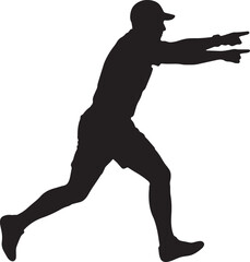 Obraz premium Referee or coach silhouette pointing fingers forward isolated on simple flat transparent background art.