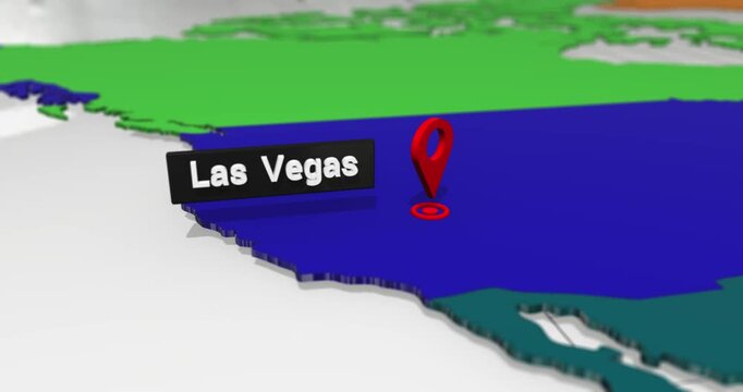 Las vegas nevada location pin on 3d usa map