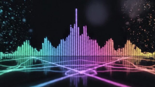 Abstract Sound Waveform Visualization with Colorful Lights.