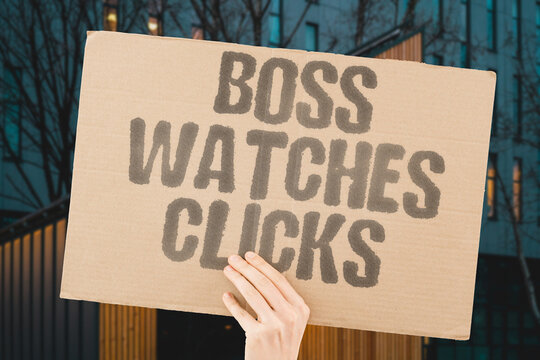 "Boss Watches Clicks" Employers monitor every digital action. SURVEILLANCE. MONITORING. TRACKING. WORKPLACE. OVERSIGHT.