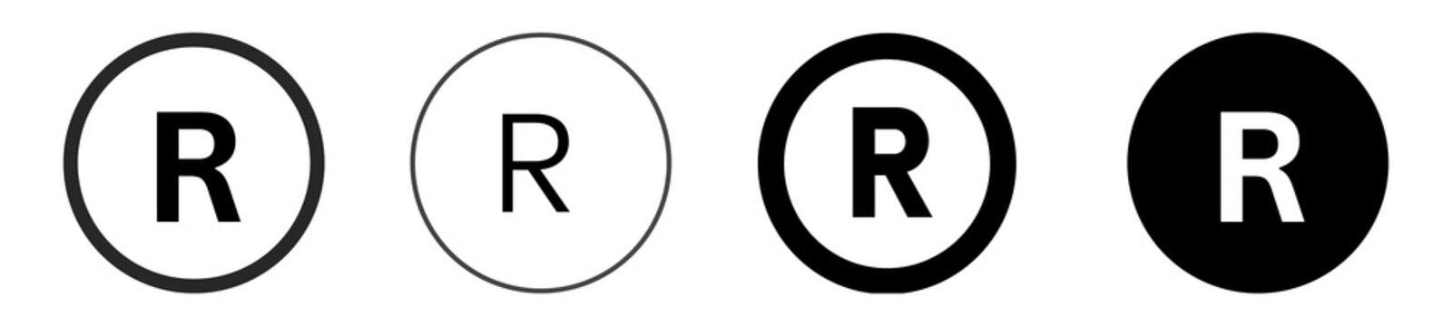Registered Trademark Symbol Set. Copyright Protection Mark Collection. Legal Branding Identity Concept. Minimal Vector Illustration Style