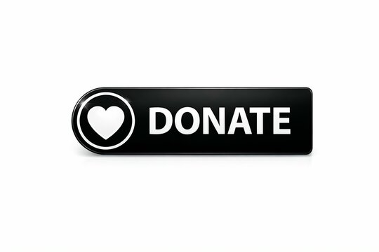 Modern donate button with heart icon on black background