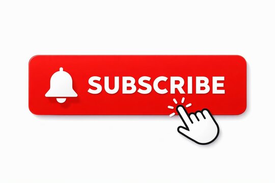 Red subscribe button with bell icon and click effect