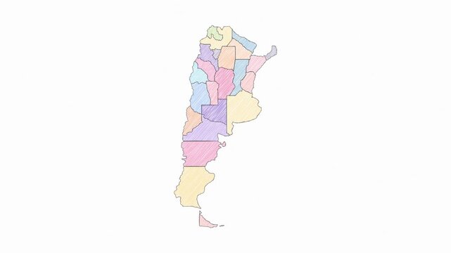 Pencil Sketch Hand-Drawn Map of Argentina - Animated Geography Motion Graphics