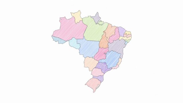 Pencil Sketch Hand-Drawn Map of Brazil - Animated Geography Motion Graphics