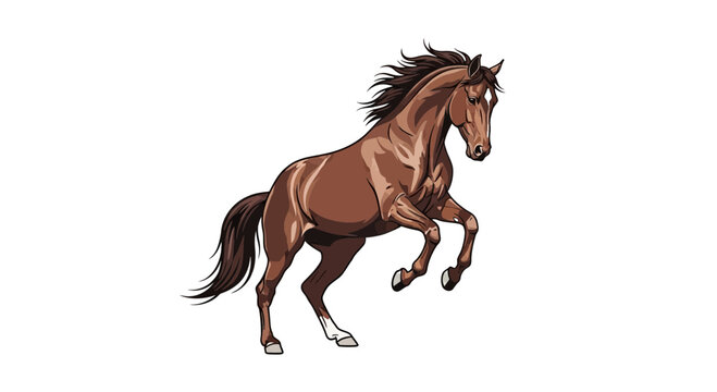 Brown horse reared upwards against white background vector illustration