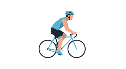 Fototapeta premium Cyclist Riding Bicycle with Helmet, Active Lifestyle, Flat Design