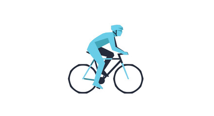 Obraz premium Cyclist Silhouette Riding Bicycle on White Background, Sport and Fitness Concept