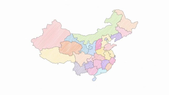 Pencil Sketch Hand-Drawn Map of China - Animated Geography Motion Graphics
