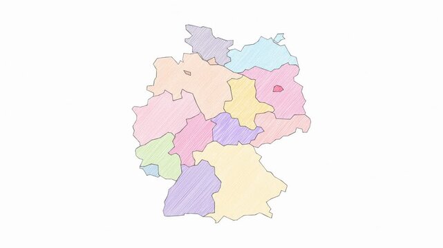 Pencil Sketch Hand-Drawn Map of Germany - Animated Geography Motion Graphics