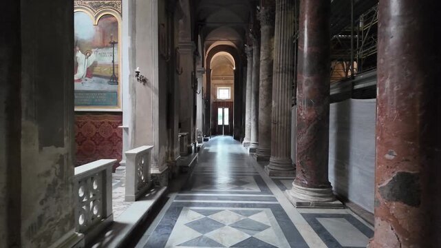 Walking Through Side Nave Of San Pietro In Montorio Rome