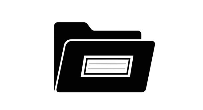A black and white icon of two file folders