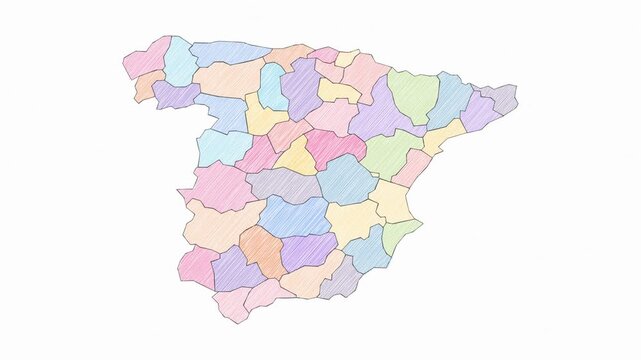 Pencil Sketch Hand-Drawn Map of Spain - Animated Geography Motion Graphics
