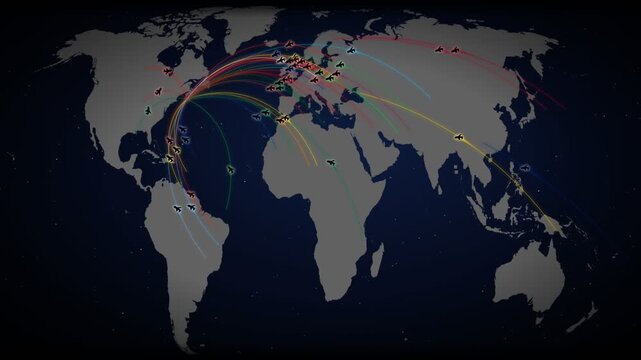 Global Football Journey Flight Map Animation with World Destinations &mdash; Cinematic 4K