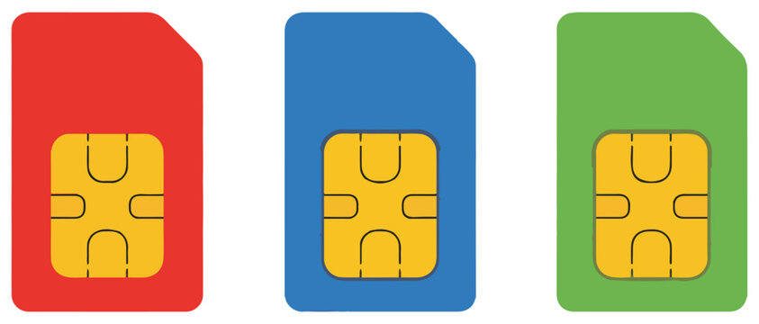 mobile sim card icon set