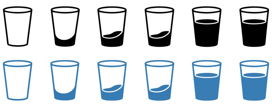 water glass icon set drink cup vector