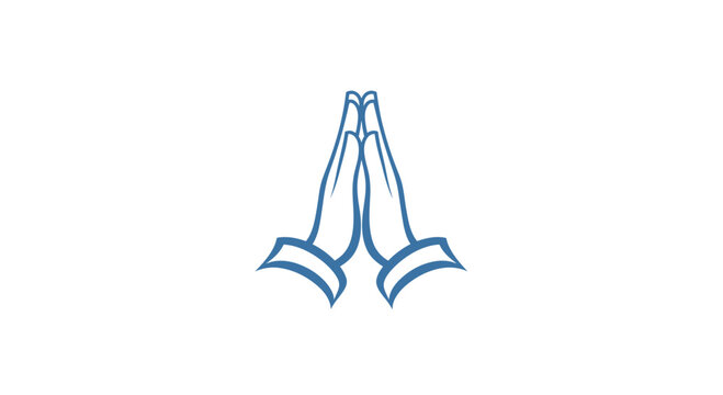 Hands in prayer position illustration on white background