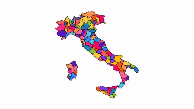 Premium Hand-Drawn Artistic Map with Solid Fills of Italy - Animated Geography Motion Graphics