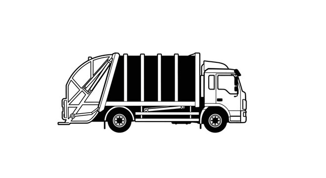 Garbage Truck Vector Illustration - Clean Lines, White Background