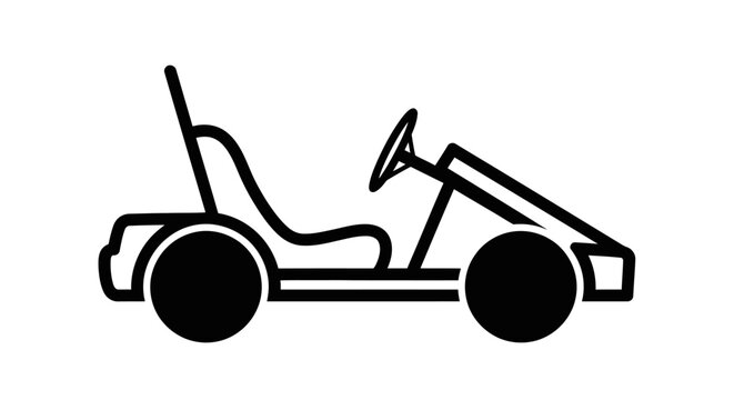 Simple Go Kart Outline Icon Vector