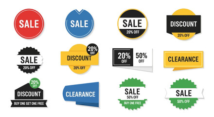 Obraz premium Sale and discount labels collection with various shapes and color variations