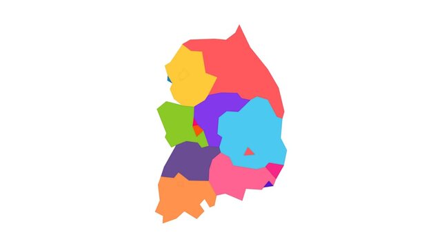 Modern Clean Flat Infographic Map of South Korea - Animated Geography Motion Graphics