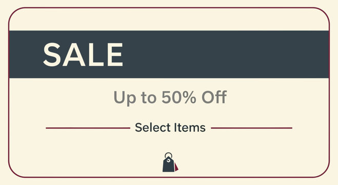 Sale banner with up to 50 percent off discount advertising special offers