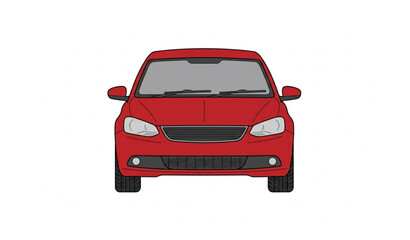Fototapeta premium Modern compact hatchback car front view flat vector illustration isolated red vehicle design