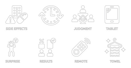 Fototapeta premium Collection of 8 Simple Line Representing Various Concepts