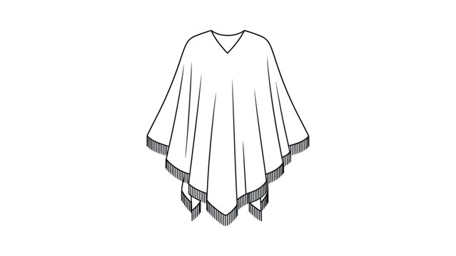 Cape with V neck and trim.