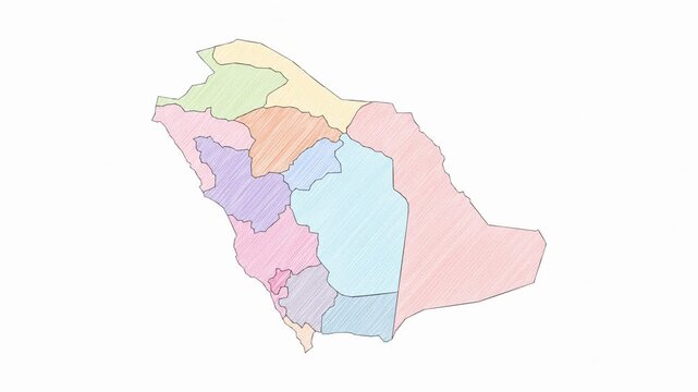Pencil Sketch Hand-Drawn Map of Saudi Arabia - Animated Geography Motion Graphics