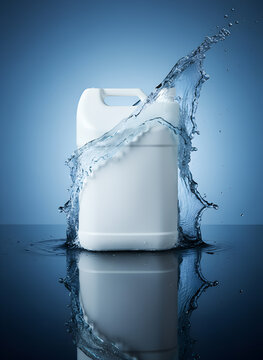 White Plastic Gallon Container with Water Splash