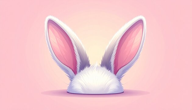 cute 3d rabbit ears headband icon on soft pastel pink gradient background