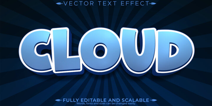 Cloud editable text effect, editable blue and white text style