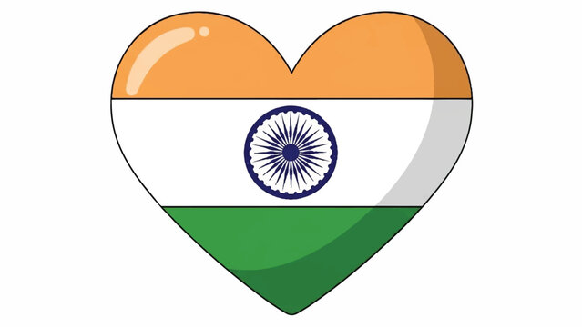 Heart Shaped Indian Flag Illustration Expressing Patriotism and Travel Appeal.
