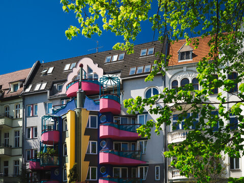 Wroclaw, Poland, 24th April 2026, Colorful Infil 1996 aka Kolorowa Plomba building