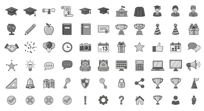 Education icons and symbols set.