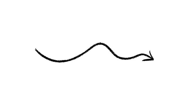 Hand-drawn black arrow animation, pointing right, wavy movement, white background