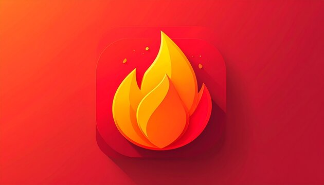 3d flame icon burning on vibrant red gradient background for energy concept