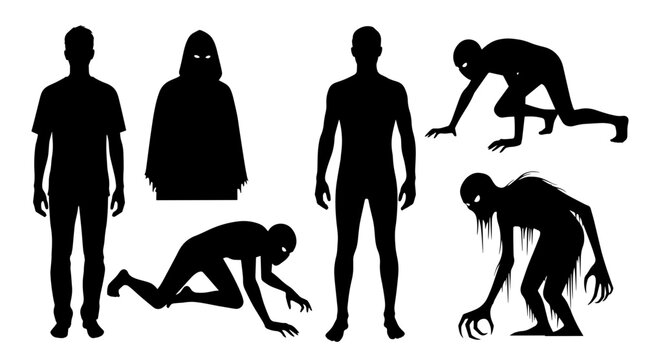 Halloween Silhouette Characters: Spooky Figures and Creepy Creatures, Festive Spooky Set