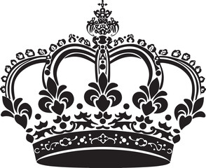 Ornate royal crown graphic, black and white © Murshed